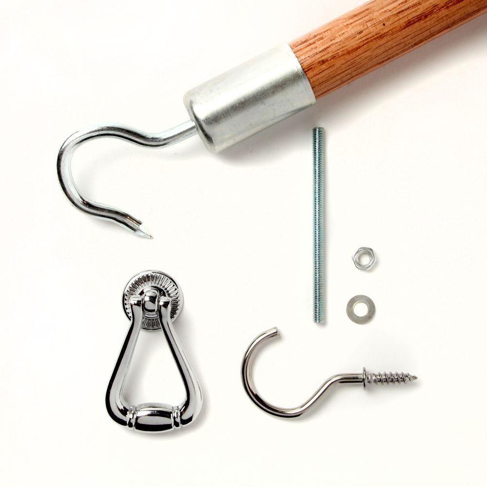Attic Door Ceiling Pull System Kit Pewter Oak Reach Hook Mahogany