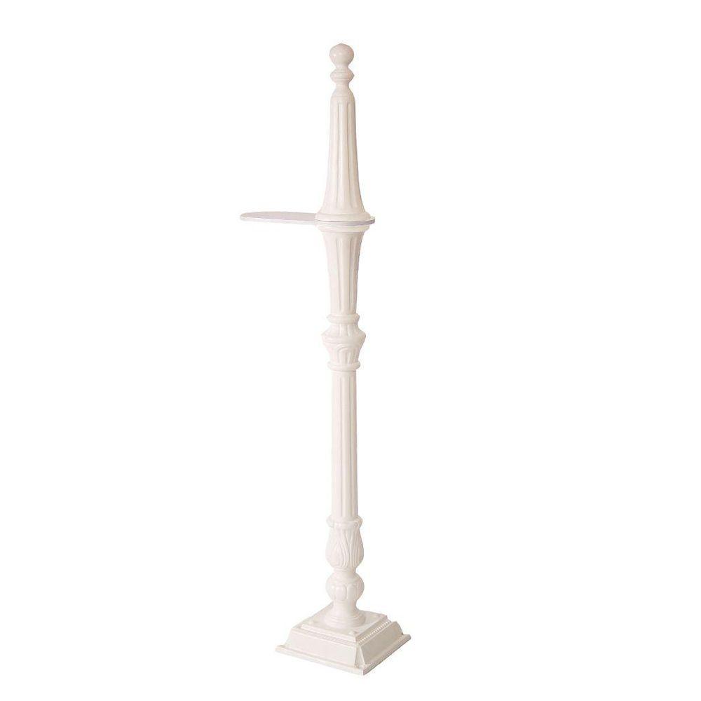 Eye Level Gray Stacked Stone Brace and Curved Cap Mailbox Post50