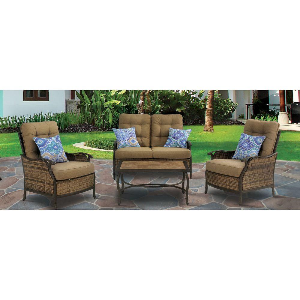 Hanover Hudson Square 4 Piece Deep Seating Patio Lounge Set With