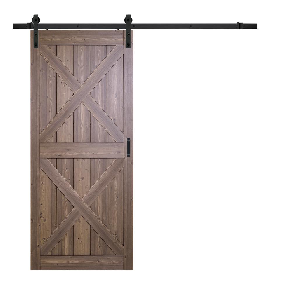 Truporte 36 In X 84 In Gunstock Oak Double X Design Solid Core