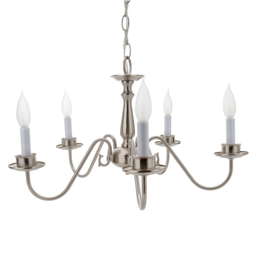 Luminance Tempest 5Light Satin Nickel ChandelierF248553 The Home Depot