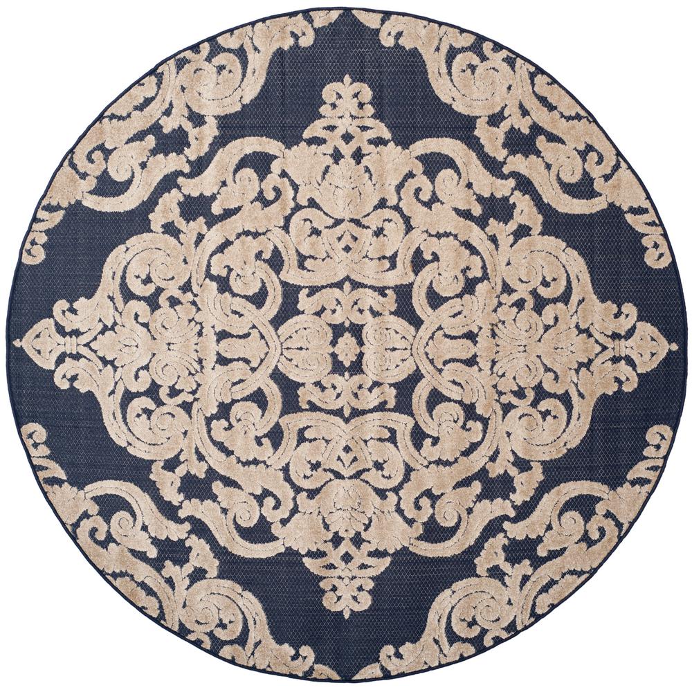 Safavieh Monroe Navy 6 ft. 7 in. x 6 ft. 7 in. Indoor/Outdoor Round