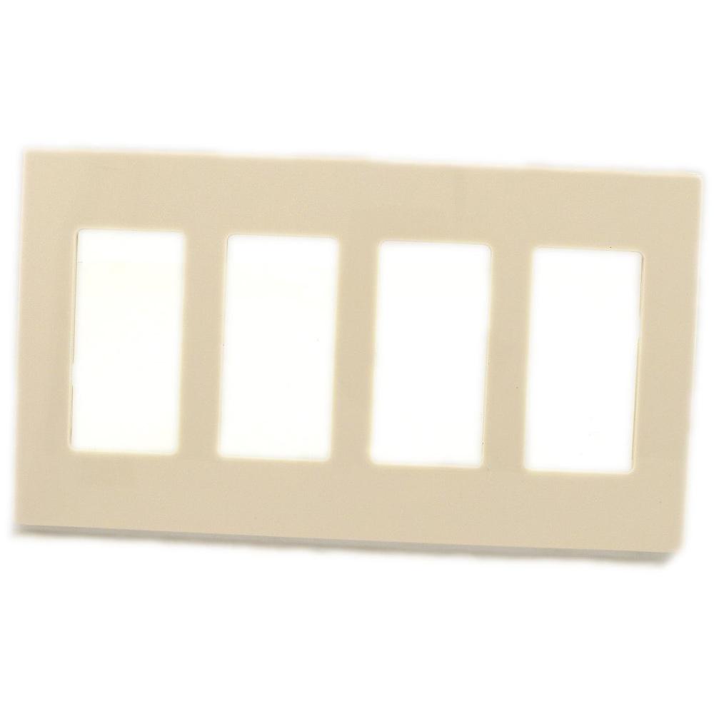Leviton 4Gang Decora Screwless Wall Plate, Light Almond80312ST The