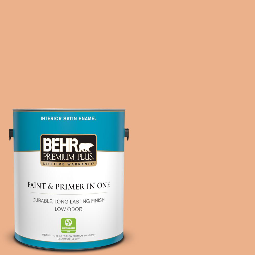Behr Premium Plus 1 Gal M2 4 Trick Or Treat Satin Enamel Low Odor Interior Paint And Primer In One The Home Depot
