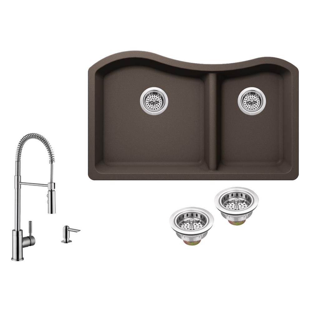 AllinOne Undermount Granite Composite 321/2 in. 60/40 Double Bowl