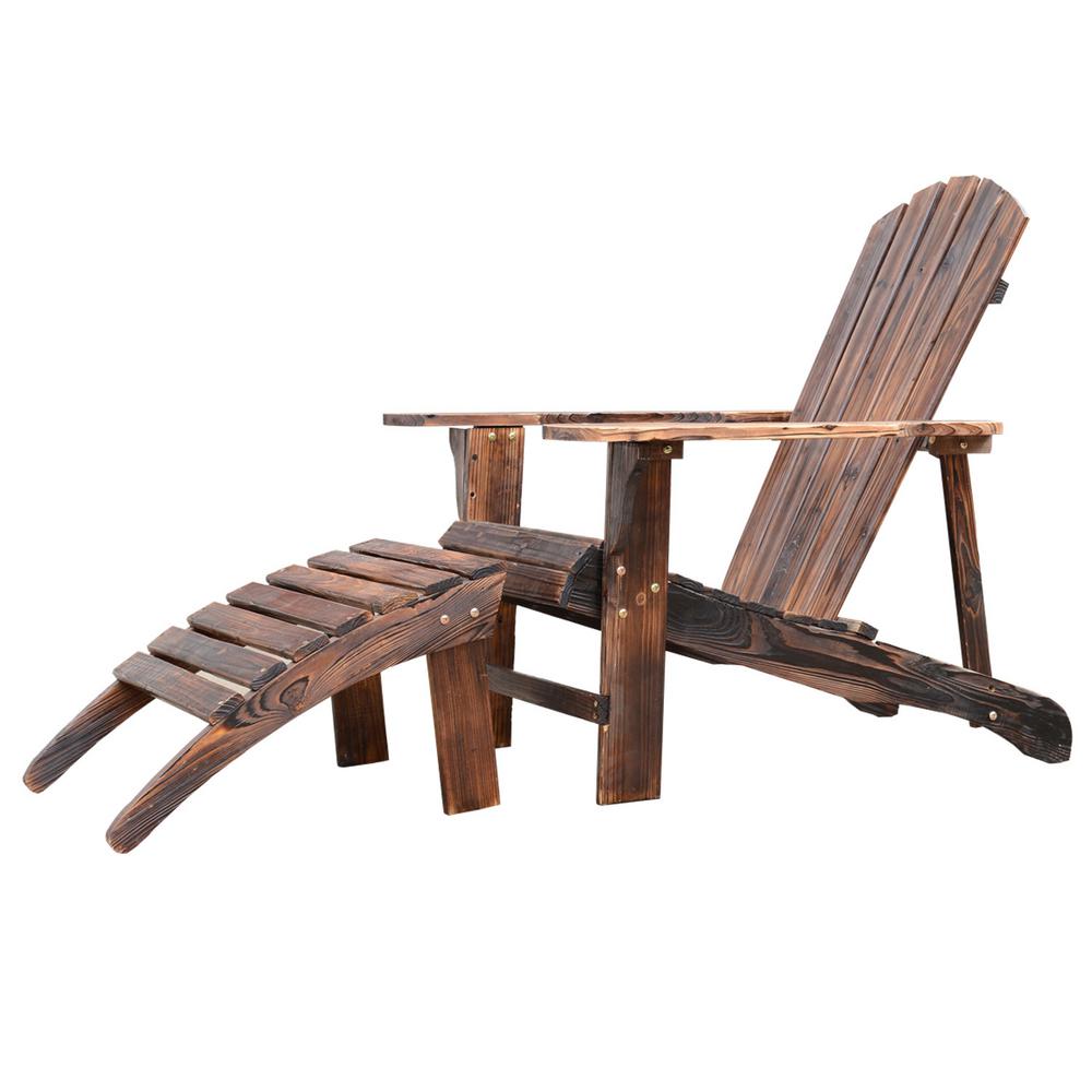 Outsunny Brown Wooden Adirondack Outdoor Patio Lounge Chair with
