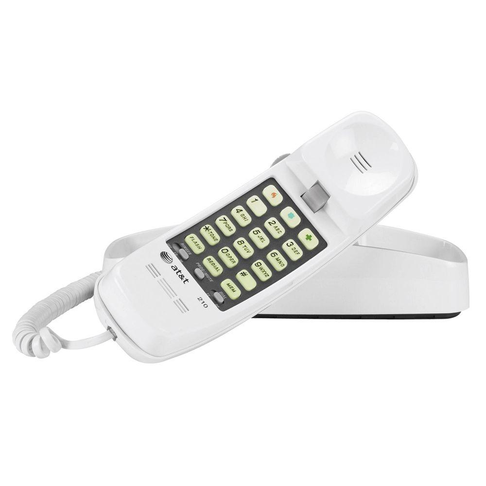 AT&T Trimline Telephone With Memory WhiteTL210 WH The Home Depot