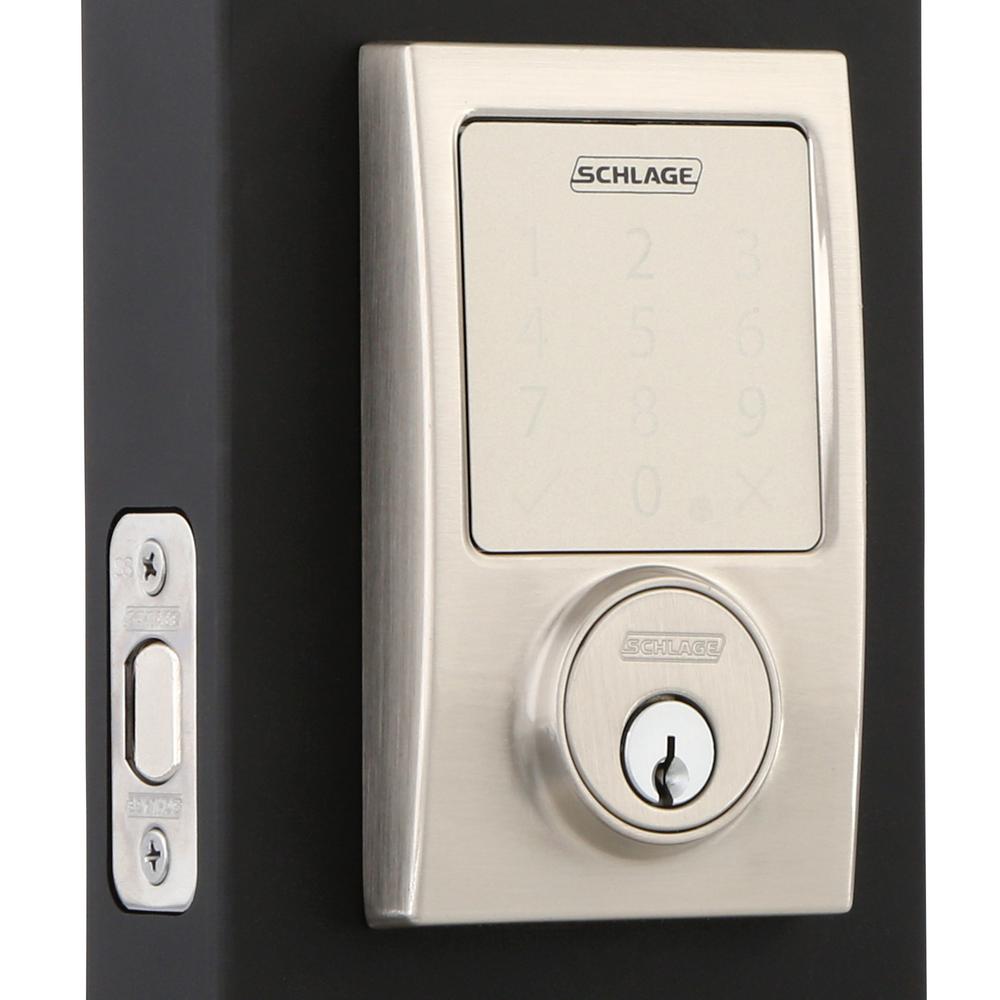 Schlage Century Satin Nickel Sense Smart Door Lock With Latitude
