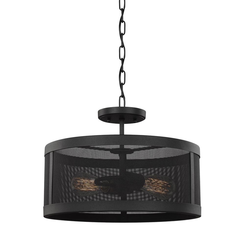 Sea Gull Lighting Gereon 2 Light Black Semi Flush Mount