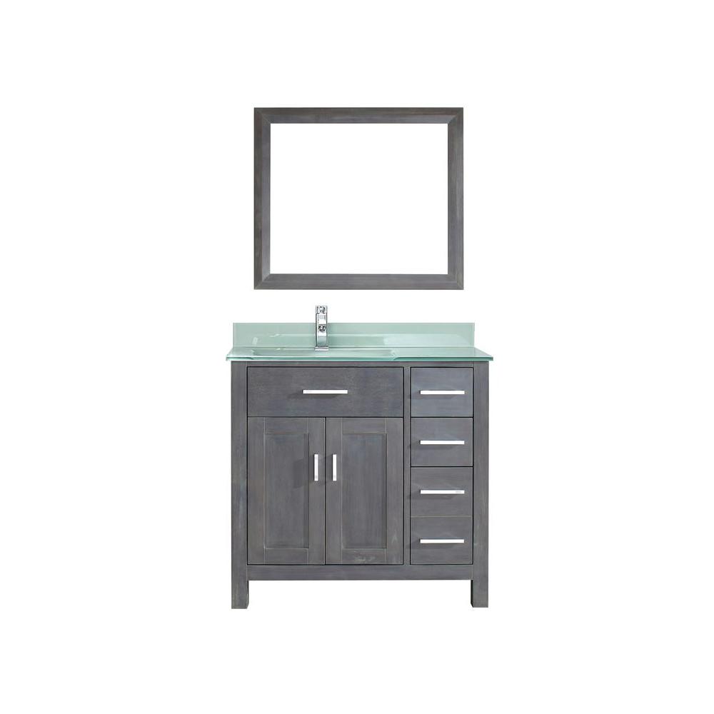 Studio Bathe Kalize 36 in. Vanity in French Gray with Glass Vanity Top
