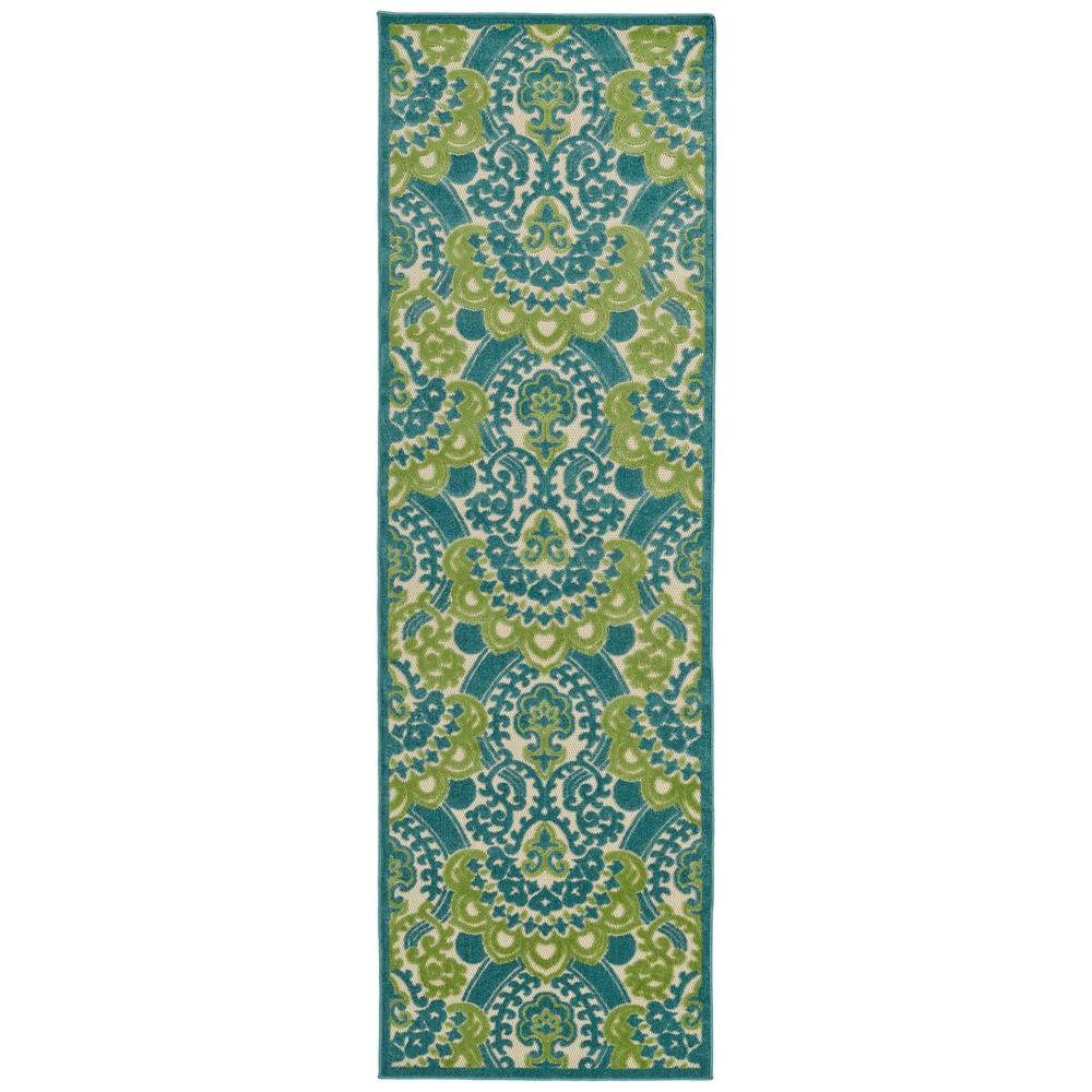 Kaleen Five Seasons Blue 3 ft. x 8 ft. Indoor/Outdoor Runner RugFSR107