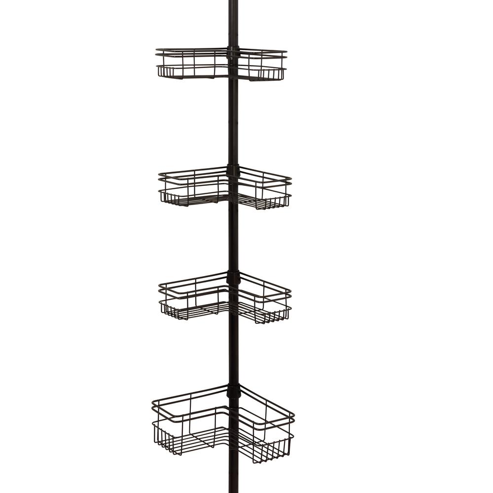 Tub Shower Tension Pole Caddy 4 Shelf Oil Rubbed Bronze Bathroom Accessory NEW