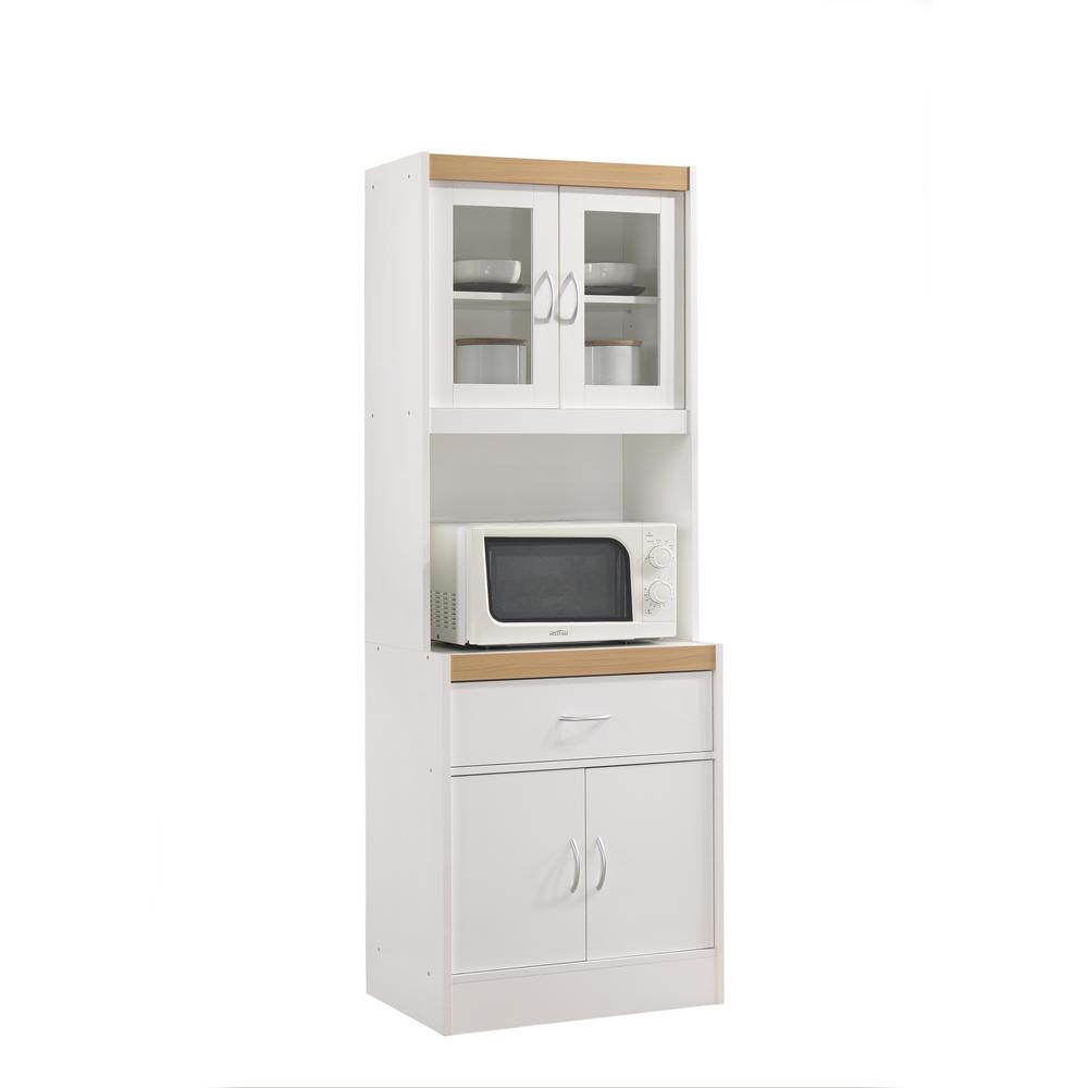 Hodedah China Cabinet White With Microwave Shelf Hikf96 White