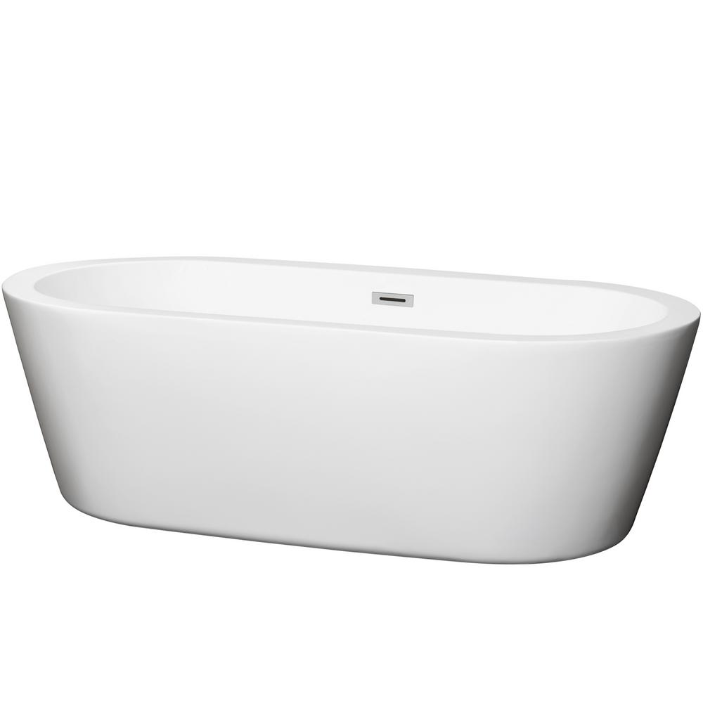 Wyndham Collection Mermaid 71 In Acrylic Flatbottom Center Drain Soaking Tub White Wyndham Collection Mermaid 71 In Acrylic Flatbottom Center Drain Soaking Tub White
