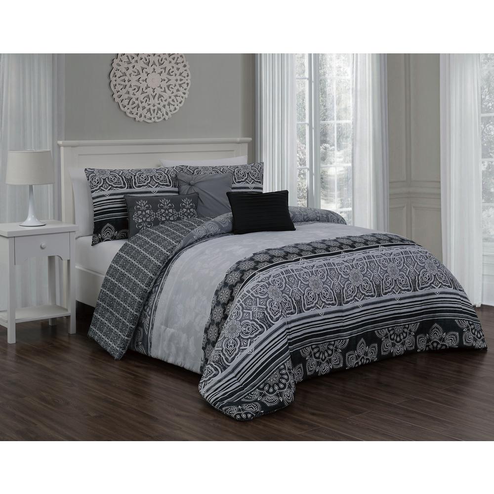 Elegant Comfort 3 Piece Black Burgundy King Comforter Set Cmf K