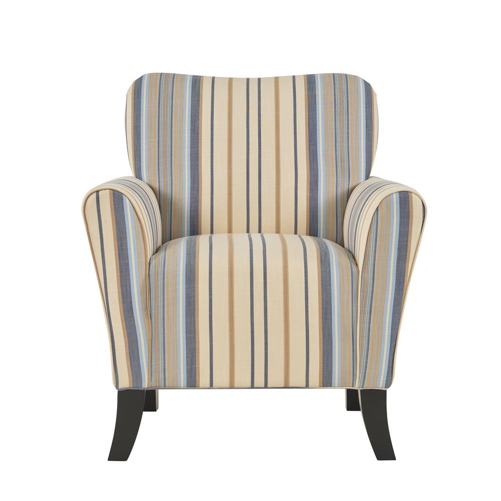 Handy Living Sasha Blue Stripe Flared Arm Chair-B340C-YST59-103 - The