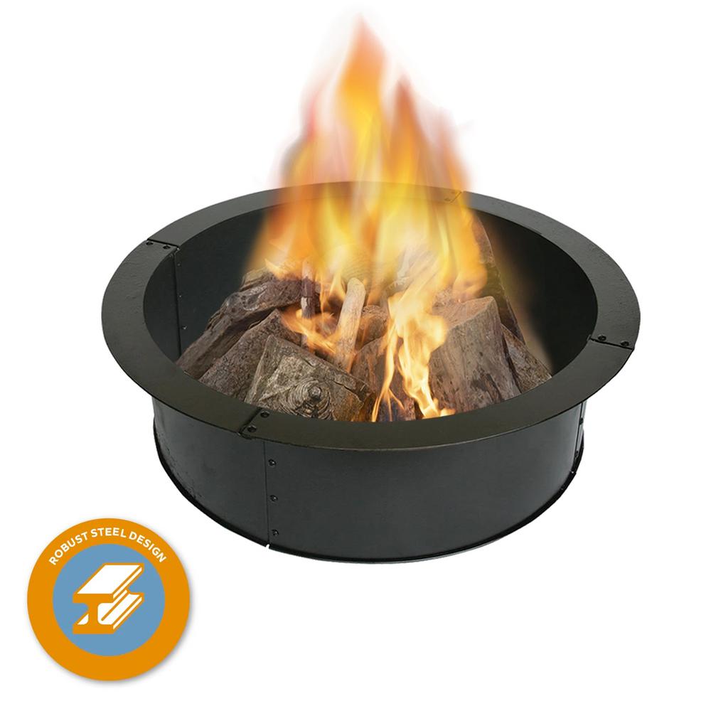 Blue Sky Outdoor Living Heavy Duty 36 In X 10 In Round Steel Wood Fire Pit Ring With 2 7 Mm Steel Fr3612 The Home Depot