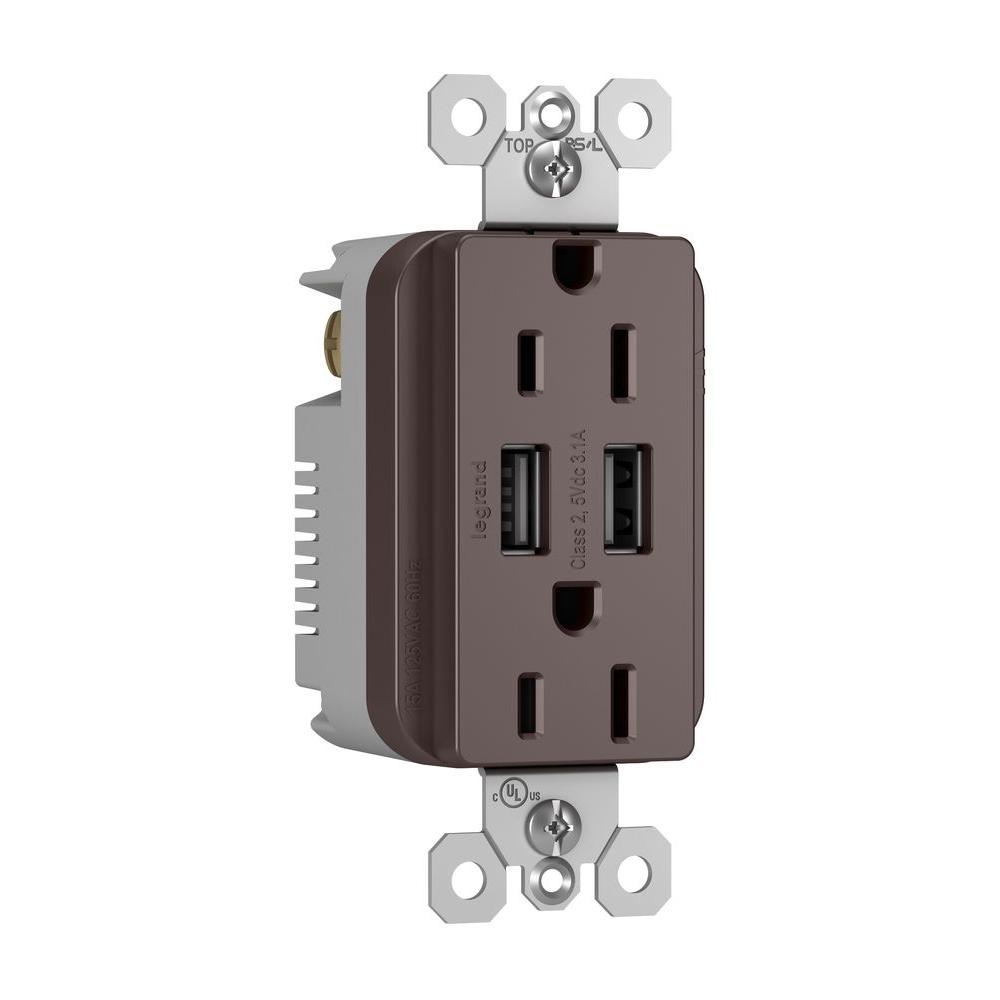 Legrand pass seymour usb 3 1 amp 125 volt duplex outlet dark bronze