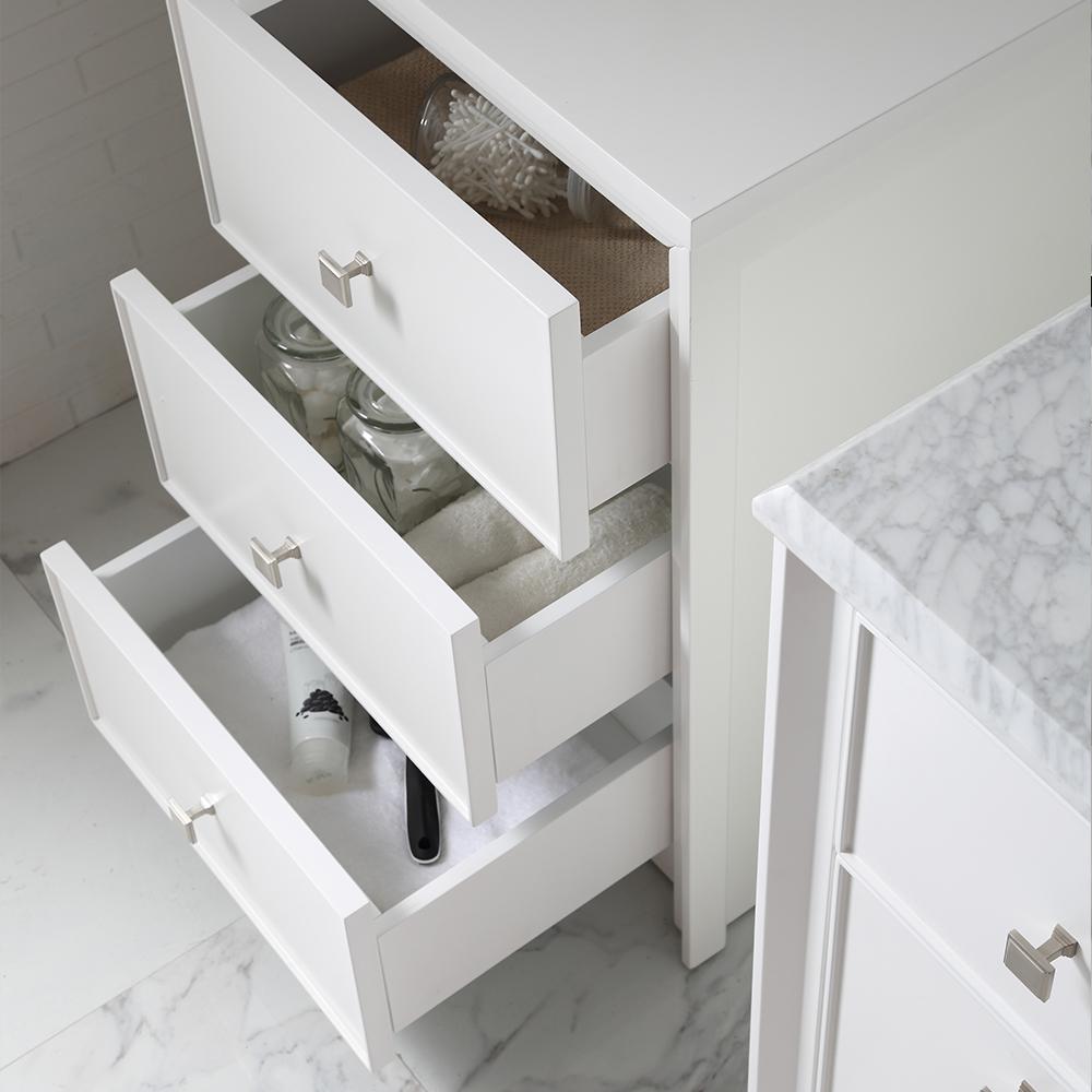 3 Drawer Small Side White Vanity Freestanding Bathroom Wood