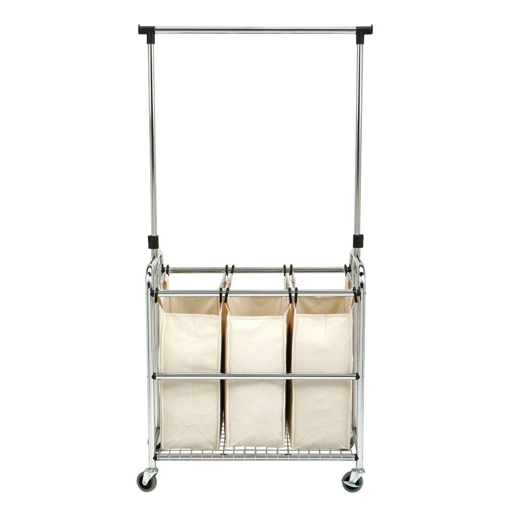 Seville Classics 3Bag Laundry Sorter with Hanging BarWEB153 The