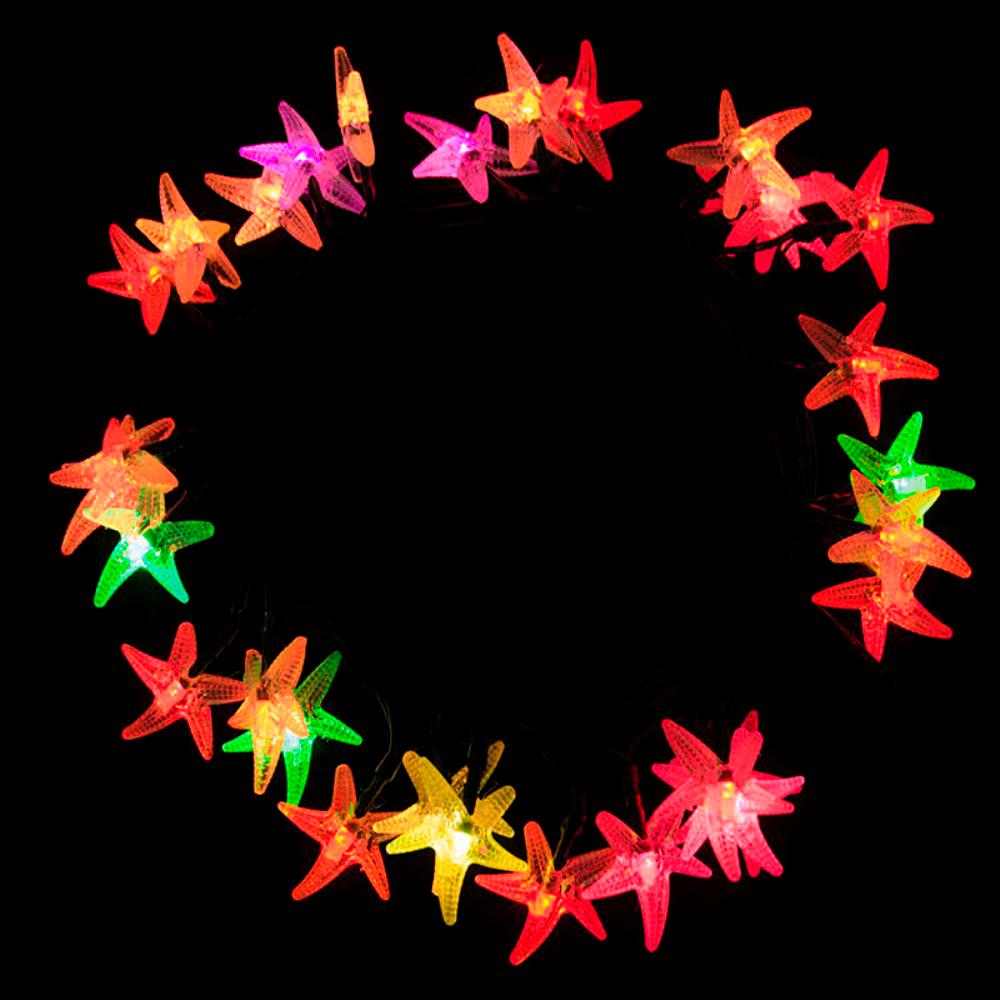 Aleko 30 Light Led Multi Color Solar Powered Starfish String