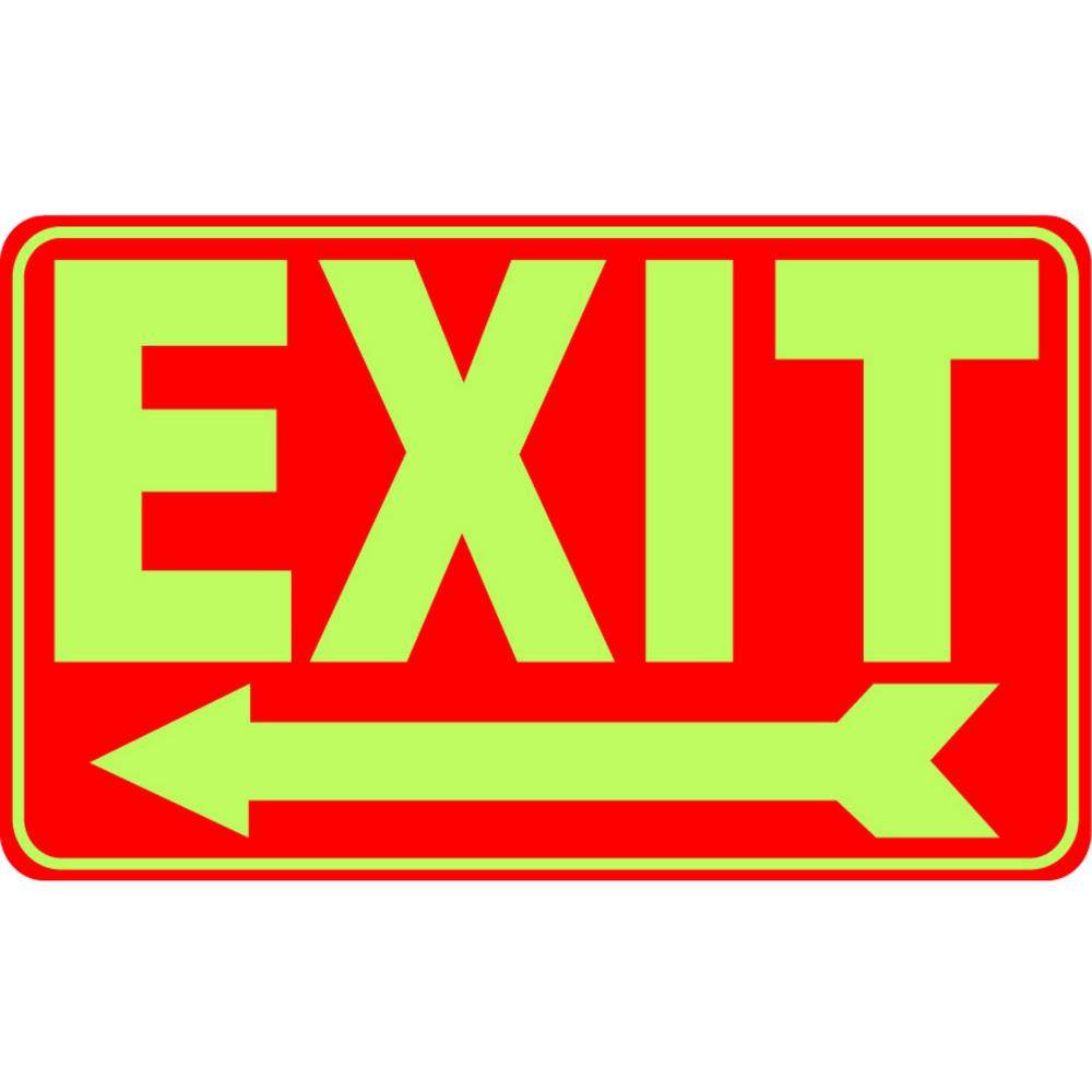 12 in. x 8 in. Rectangular Plastic GlowintheDark Exit Left SignPSE