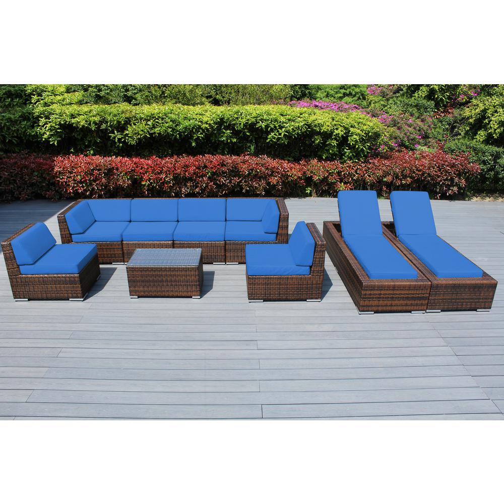 Ohana Depot Mixed Brown 9Piece Wicker Patio Combo Conversation Set