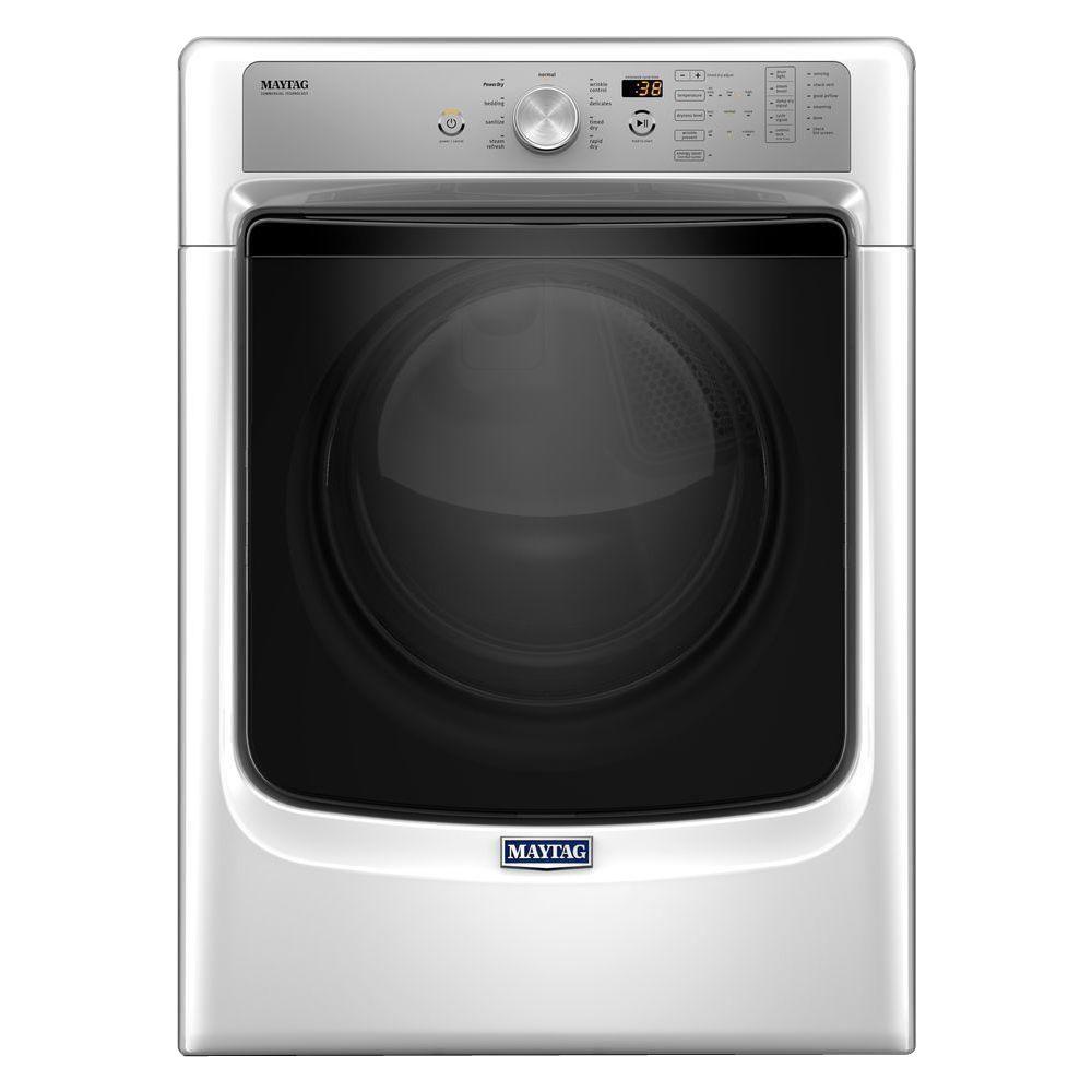 Maytag 7.4 cu. ft. 240 Volt Stackable White Electric Vented Dryer with Steam and PowerDry