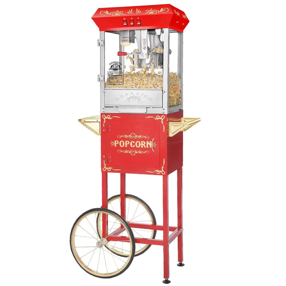 Funtime Carnival Style 8 Oz. Red And Gold Popcorn Machine With Cart ...