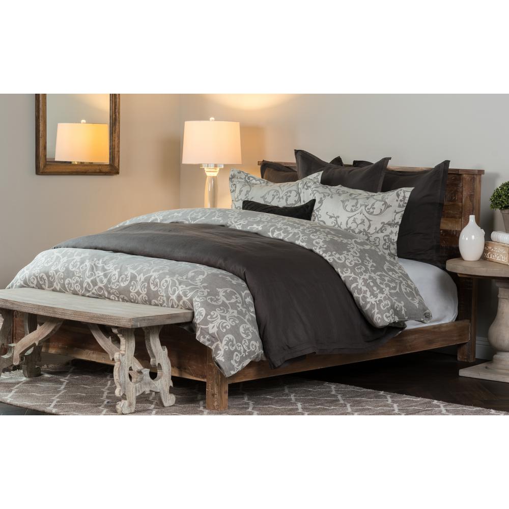 Harlow Charcoal Solid King Linen Duvet Cover V021509 The Home Depot