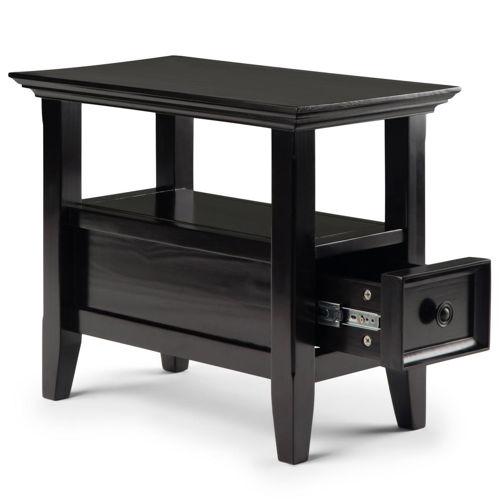 Simpli Home Amherst Solid Wood 14 In Wide Rectangle Transitional Narrow Side Table In Hickory Brown Axcamh05 Hic The Home Depot