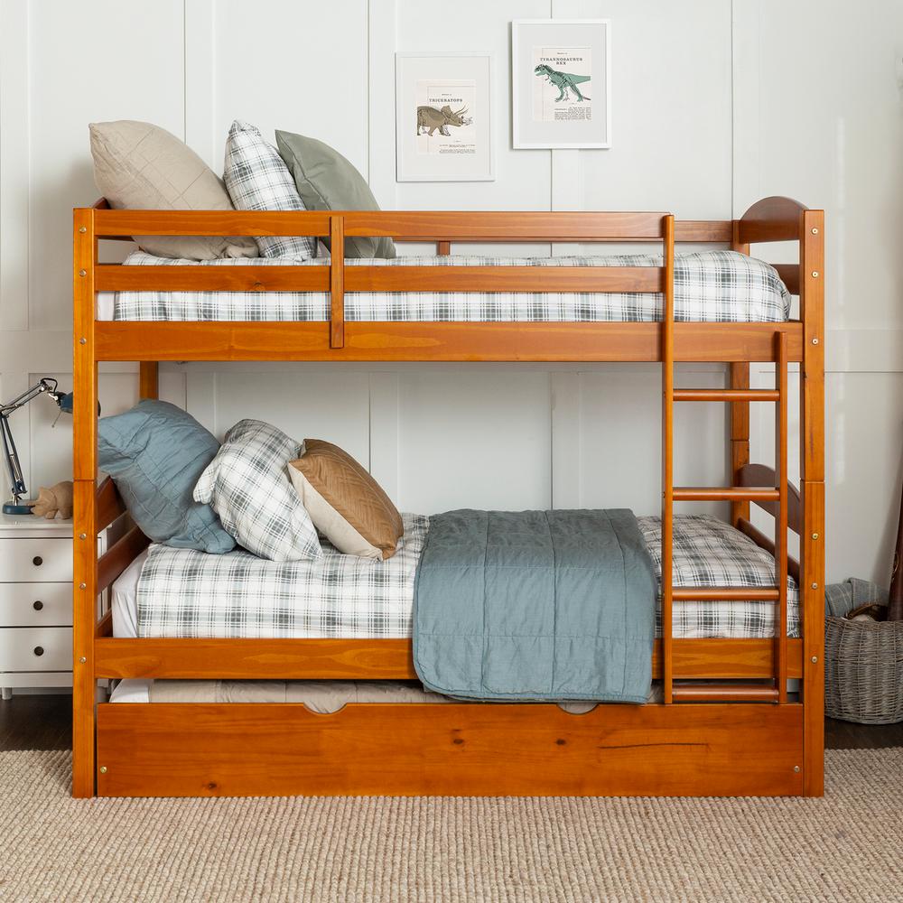 Welwick Designs Solid Wood Twin over Twin Bunk Bed + Storage 