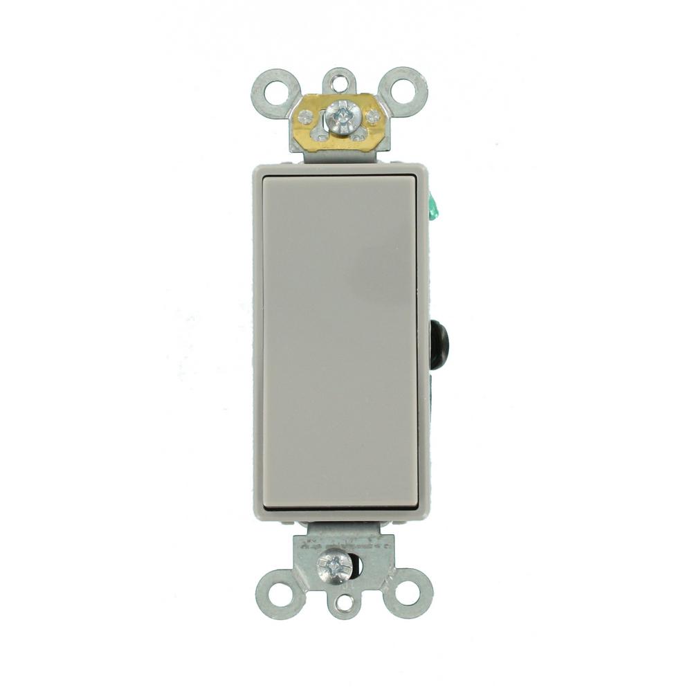 Leviton 15 Amp Decora Plus Commercial Grade 3 Way Rocker Switch Gray