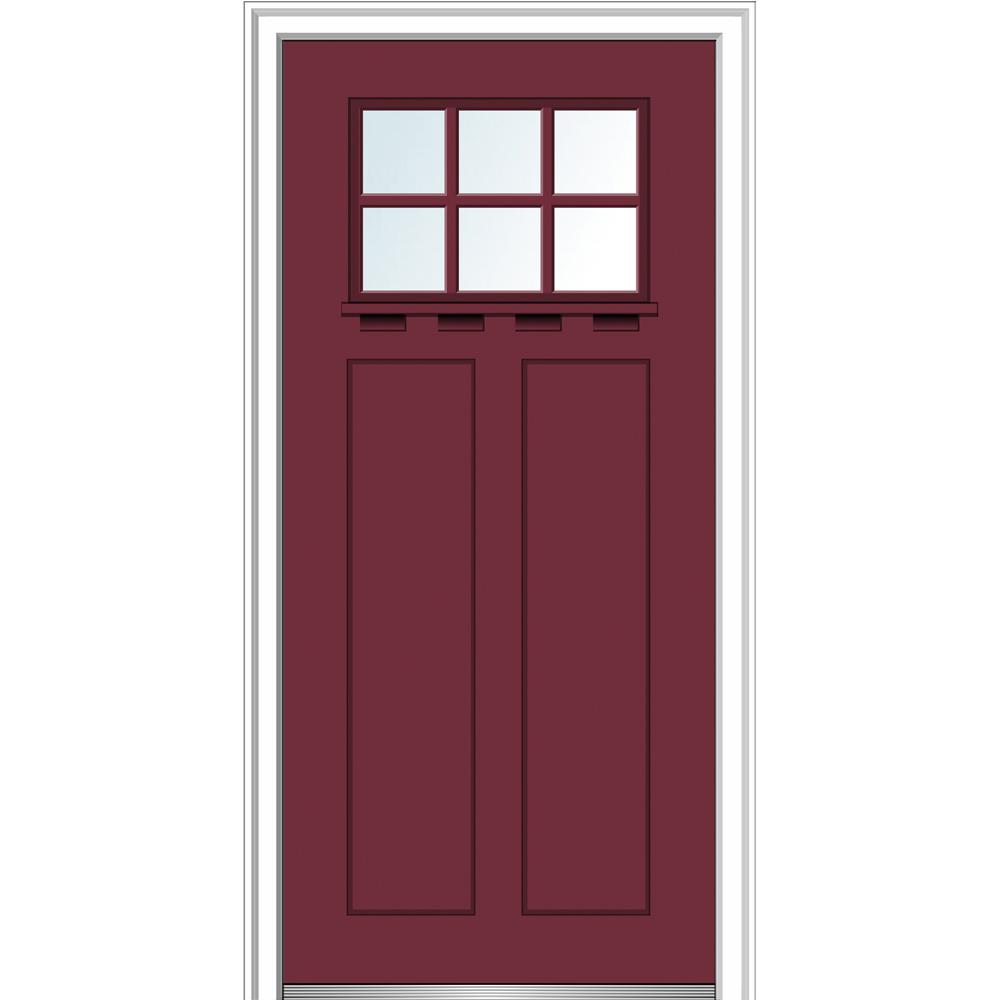 MMI Door 32 in. x 80 in. Clear LowE Glass 6 Lite Burgundy Shaker with