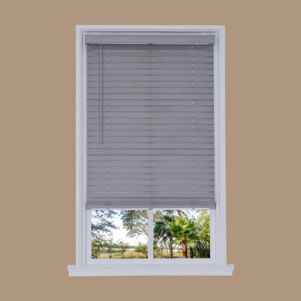 Home Decorators Collection White Cordless 2 In Faux Wood Blind 33 5 In W X 72 In L Actual Size 33 In W X 72 In L 10793478360611 The Home Depot