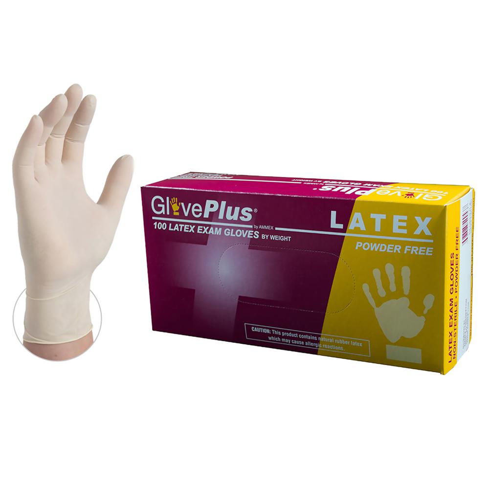 AMMEX Ivory Latex Exam Powder-Free Disposable Gloves (100-Count ...