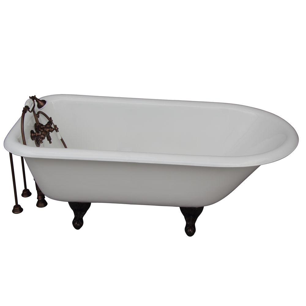 Barclay Products Ft Cast Iron Ball And Claw Feet Roll Top Tub In White With Oil Rubbed