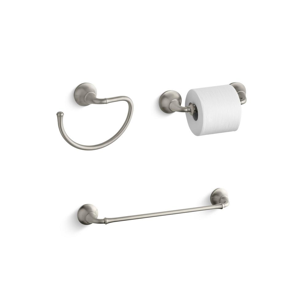 Kohler Forte Traditional 3 Piece Bath Hardware Set In Vibrant Kohler Forte Traditional 3 Piece Bath Hardware Set In Vibrant Brushed Nickel