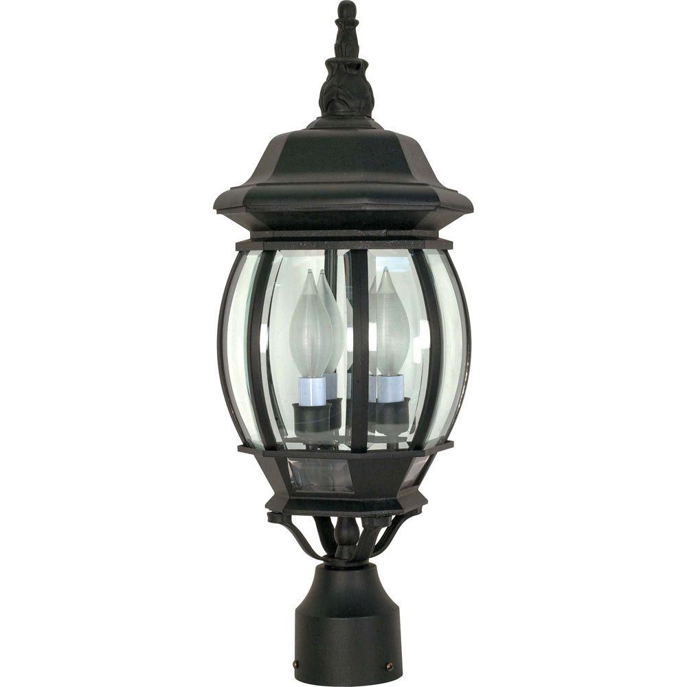 Glomar 3 Light Outdoor Textured Black Post Lantern Hd 9 The Home Depot