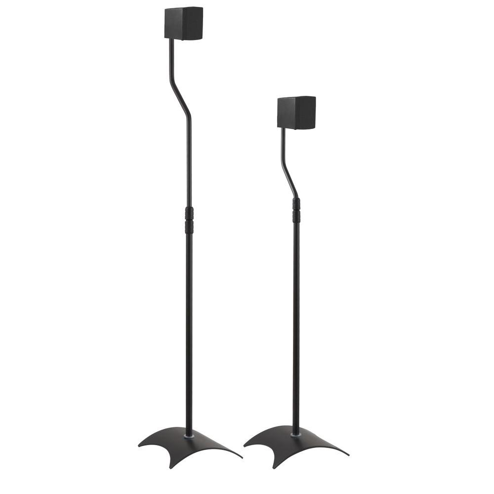 Adjustable Height Speaker Floor Stands, Black (Set of 2)