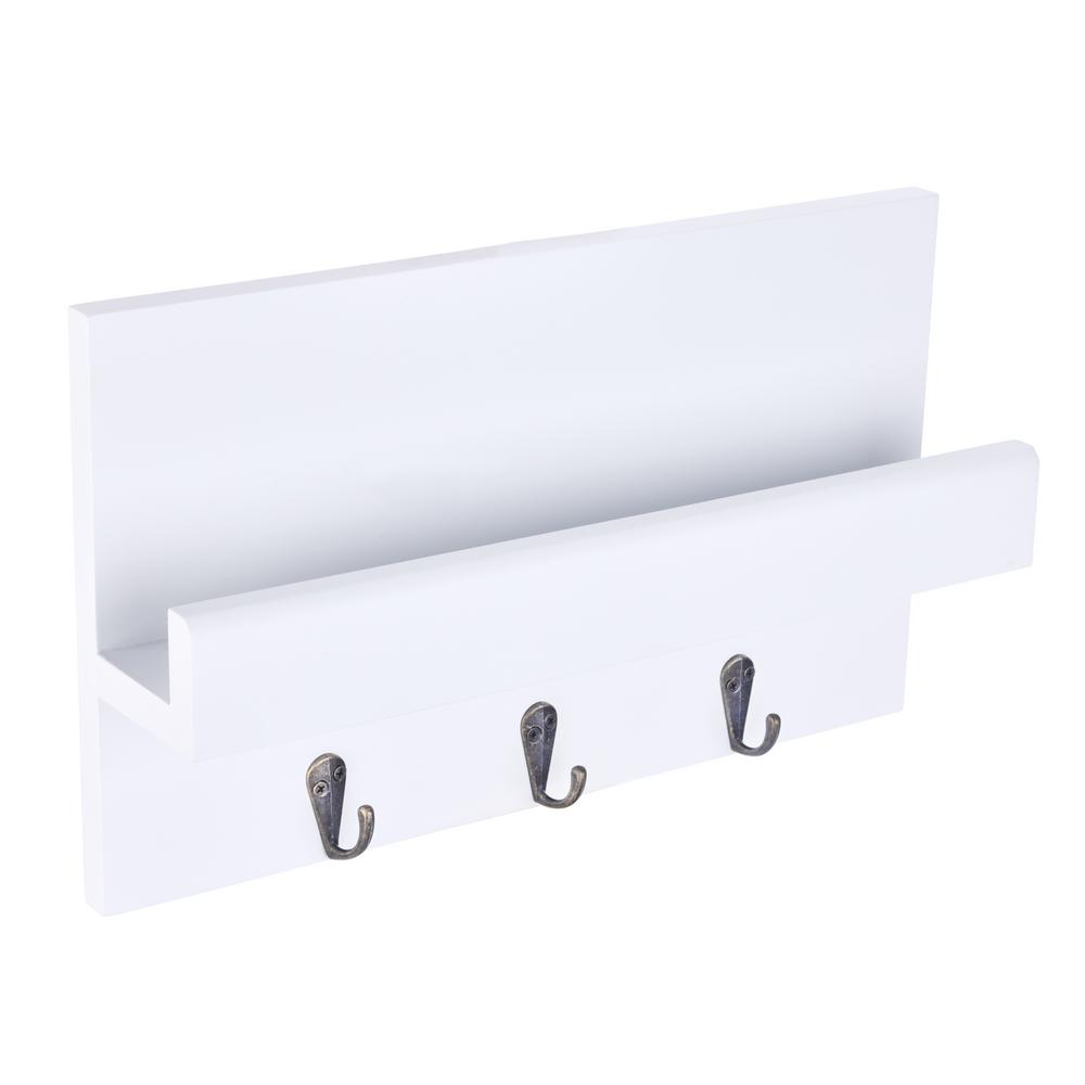 Danya B 12 In White Wooden Wall Mount Key Letter And Phone