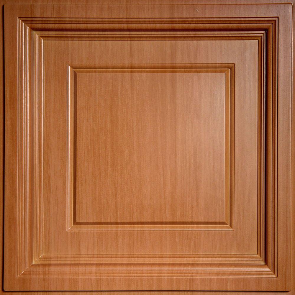 Ceilume Madison Faux Wood Caramel 2 Ft X 2 Ft Lay In Coffered Ceiling Panel Case Of 6