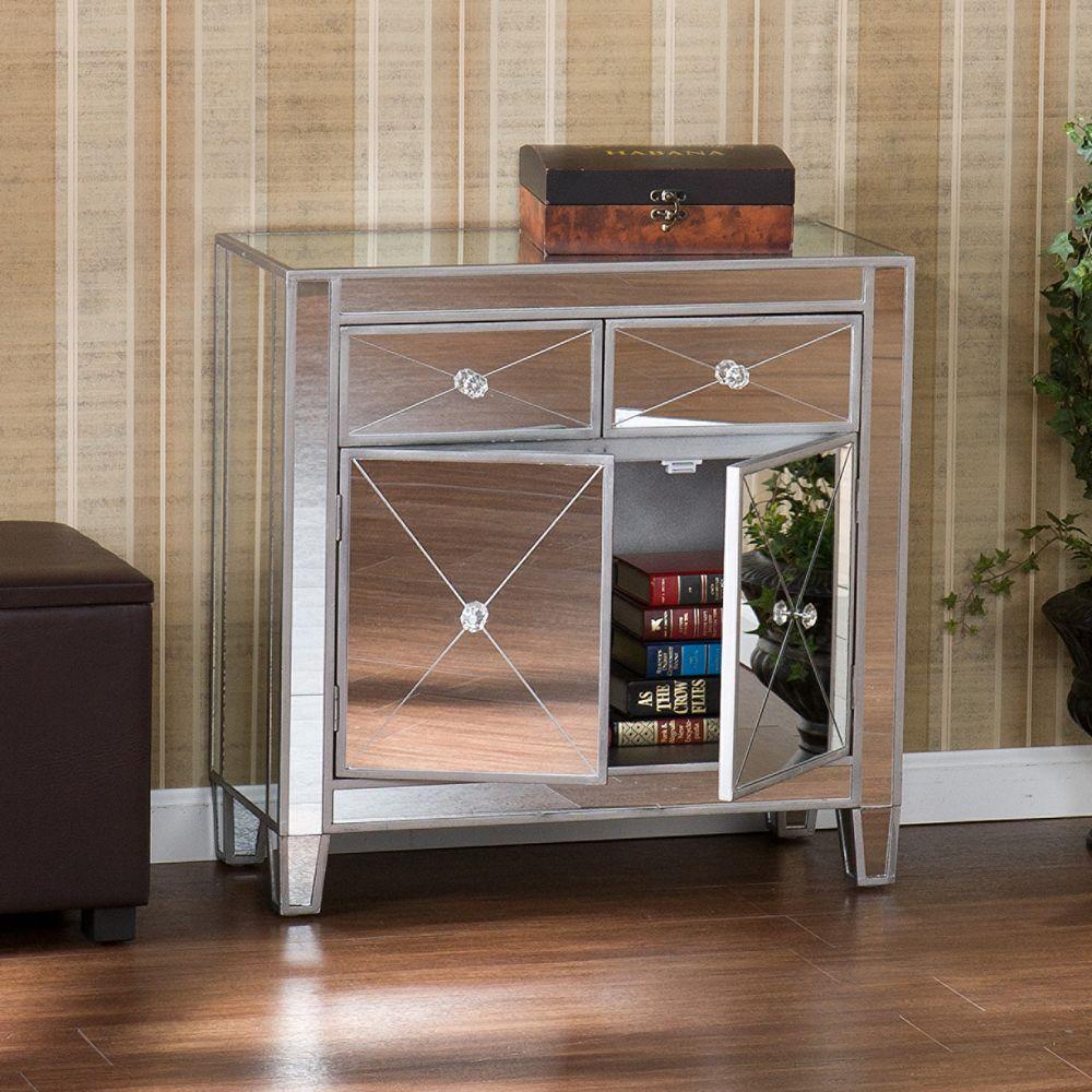 Southern Enterprises Vernon Mirrored Storage Accent Cabinet