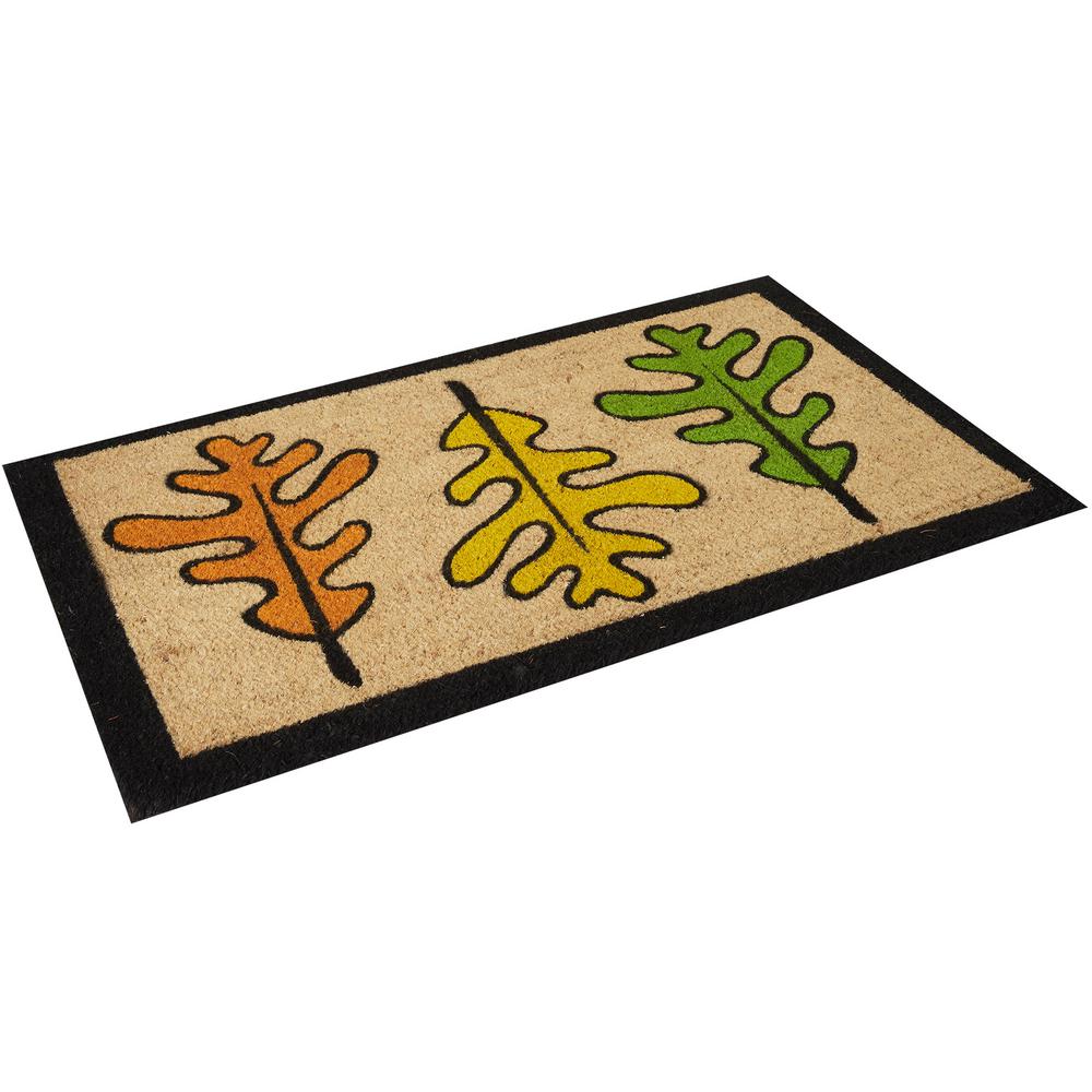 Envelor Seasonal Collection Les Trois Feuilles 18 In X 30 In Coir Entrance Outdoor Door Mat