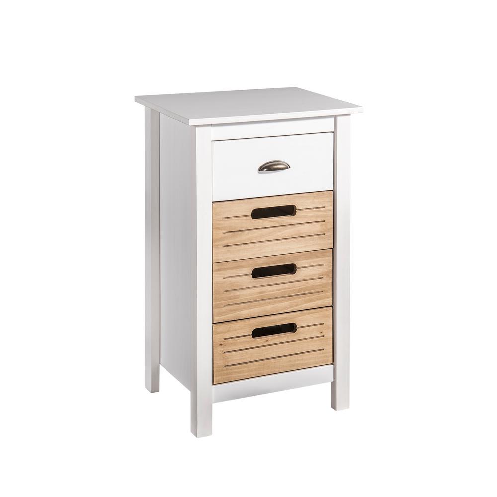Manhattan Comfort Irving 4 Drawer White And Natural Wood Dresser Irving 4 Drawer White And Natural Wood Dresser