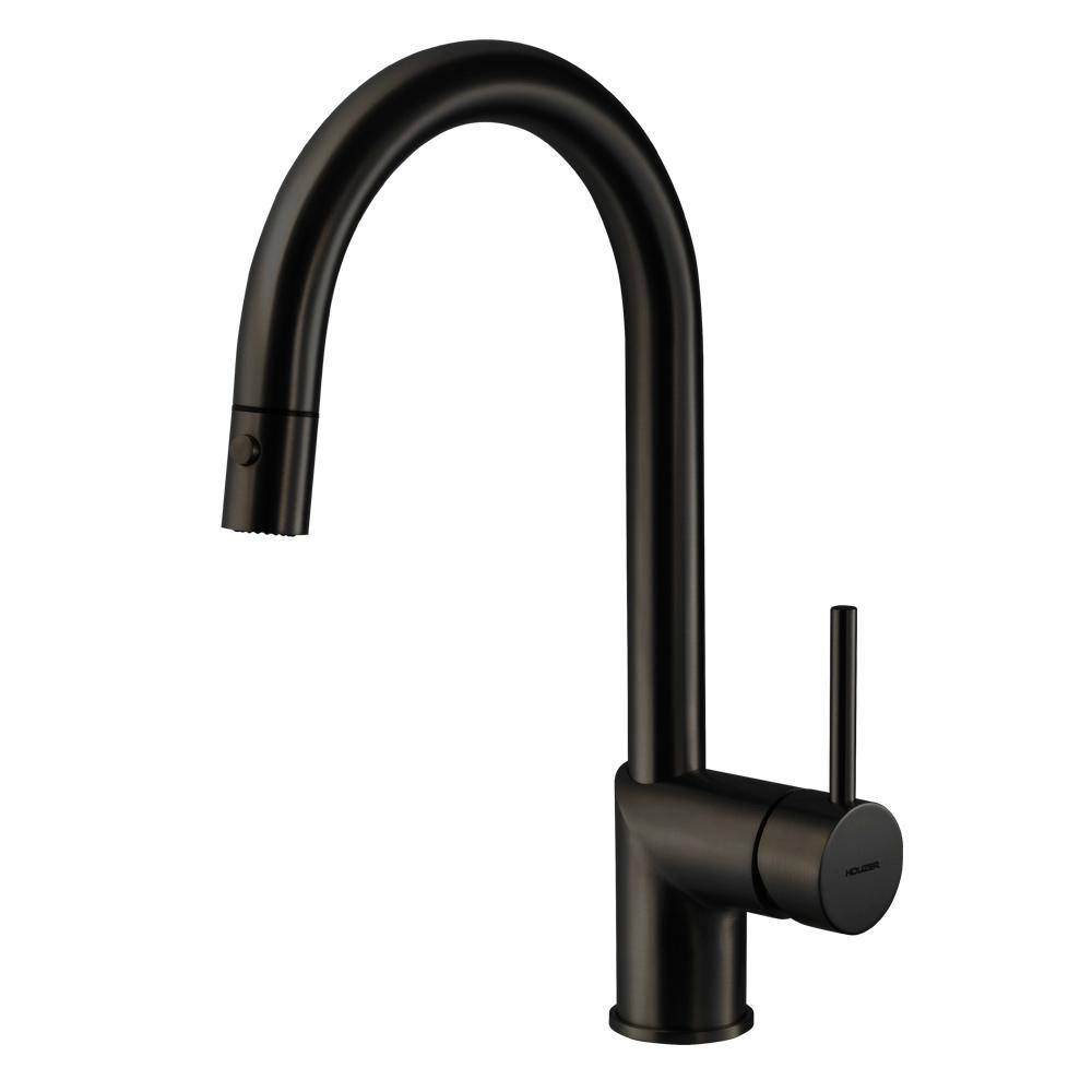 Houzer VITPD-668-OB 15u0022 Faucet Hole Brass Oil Rubbed Bronze Vitale Pull Down Kitchen Faucet with CeraDox Technology