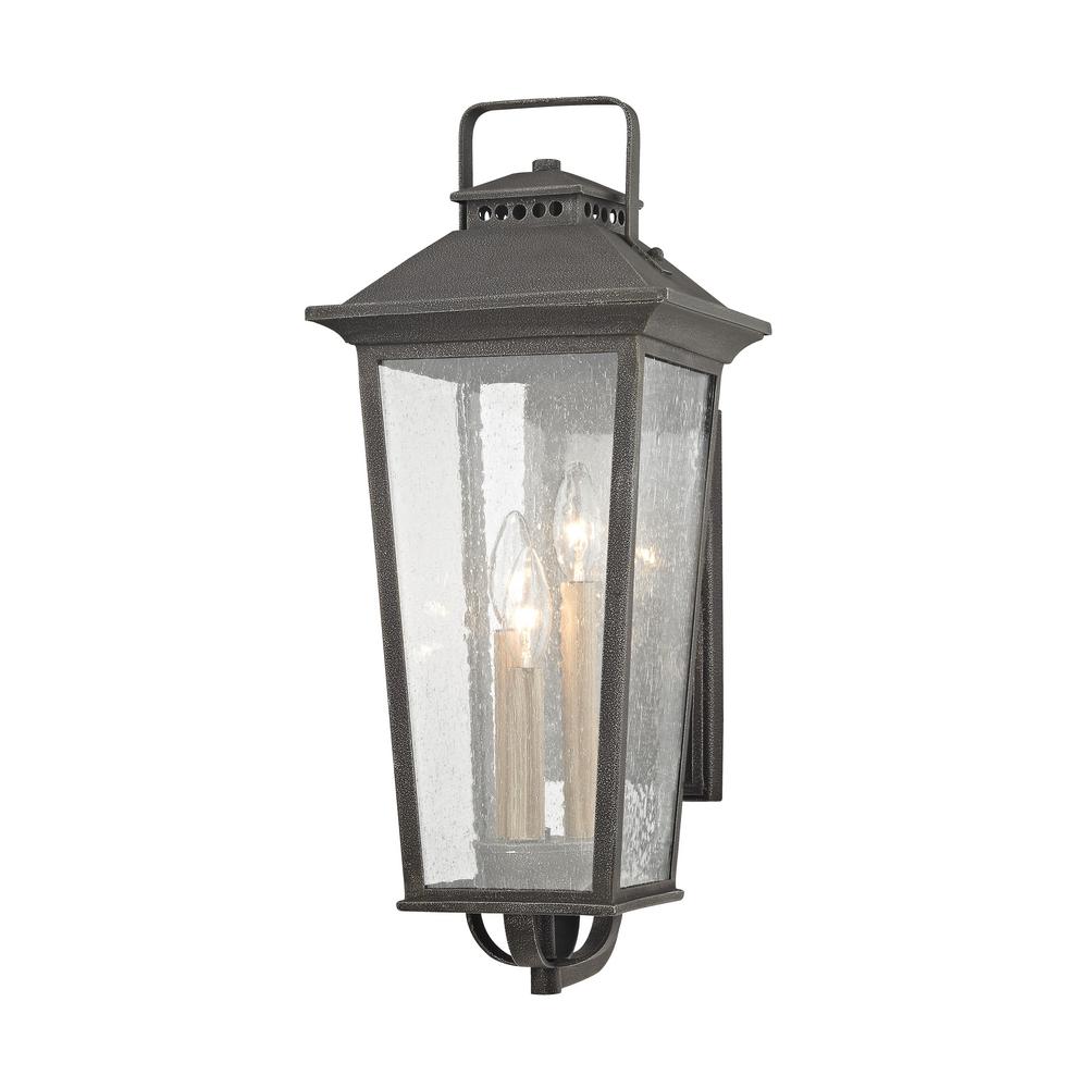Fifth And Main Lighting Parsons Field 3 Light Aged Pewter With Fifth And Main Lighting Parsons Field 3 Light Aged Pewter With Seeded Glass Outdoor Wall