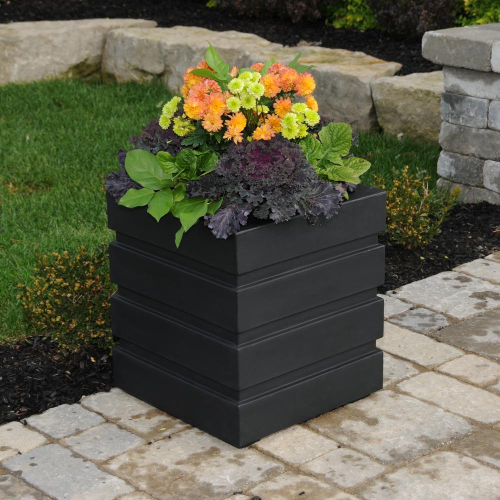 Mayne Freeport 18 in. Square Black Plastic Planter-5860-B 