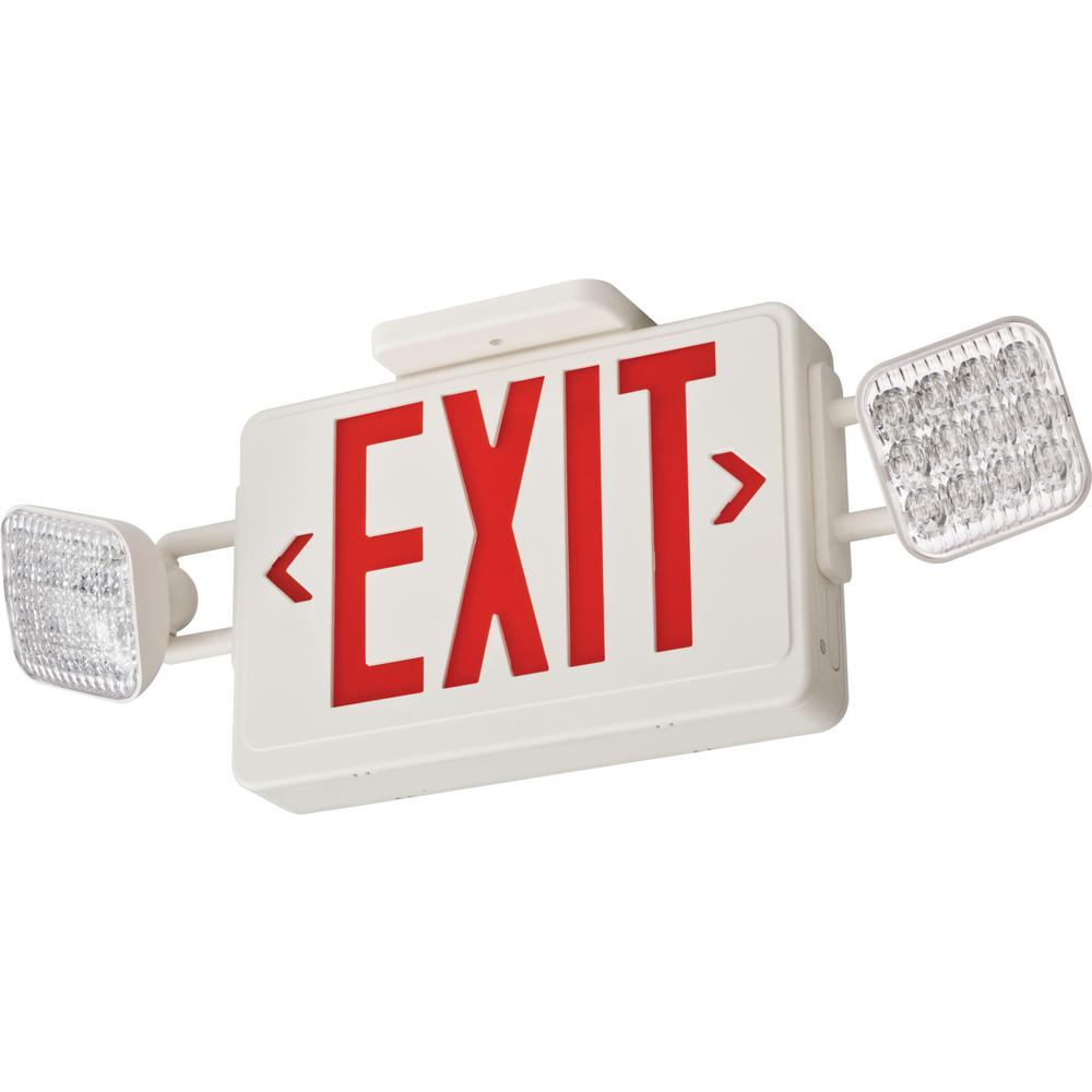 Lithonia Lighting Contractor Select ECRG SQ 20-Watt Equivalent 120-Volt/277-Volt Integrated LED White Exit/Emergency Combo Unit