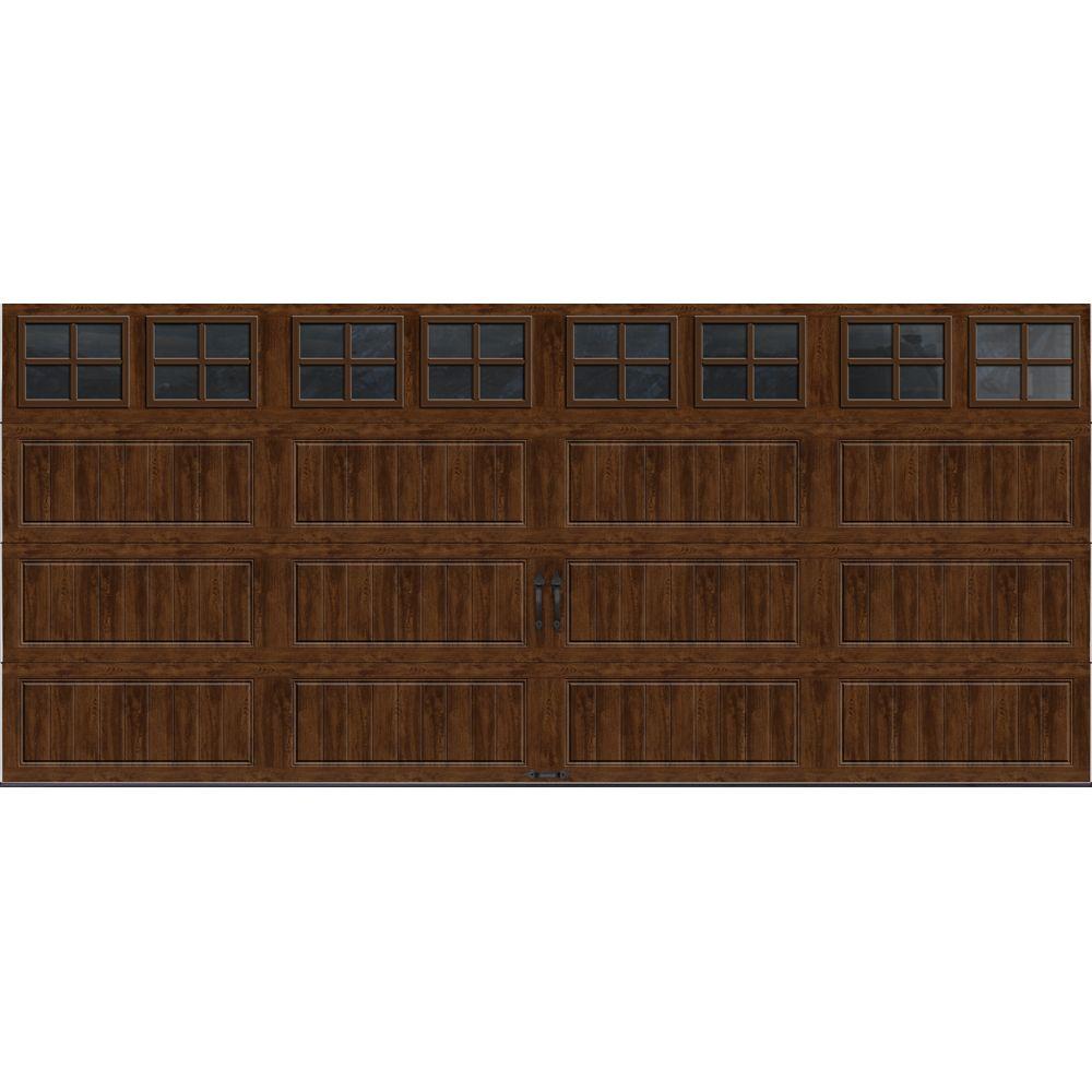 Clopay Gallery Collection 16 Ft X 7 Ft 6 5 R Value Insulated Ultra Grain Walnut Garage Door With Sq22 Window